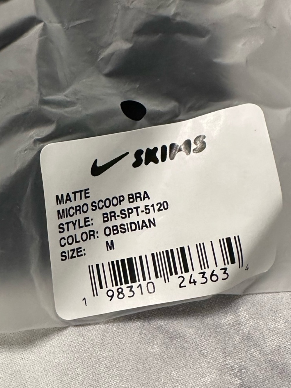 Skims x Nike Obsidian Matte Micro Scoop Bra - Black - Picture 7 of 9